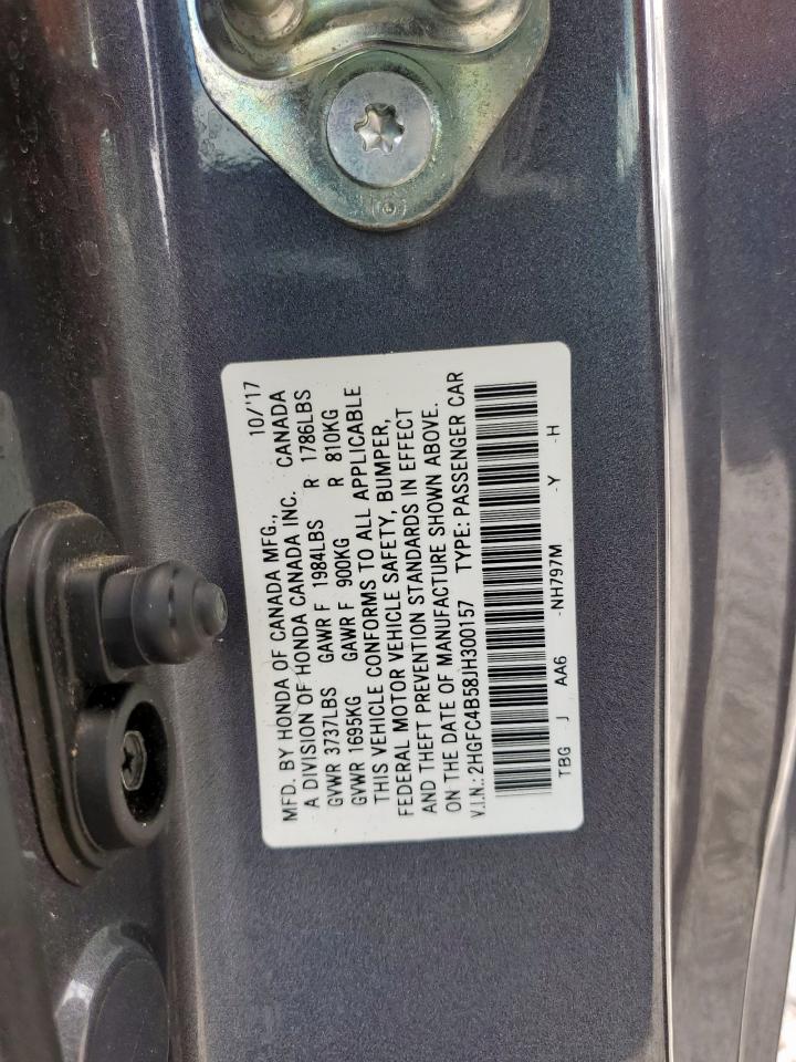 2018 Honda Civic Lx VIN: 2HGFC4B58JH300157 Lot: 83864015