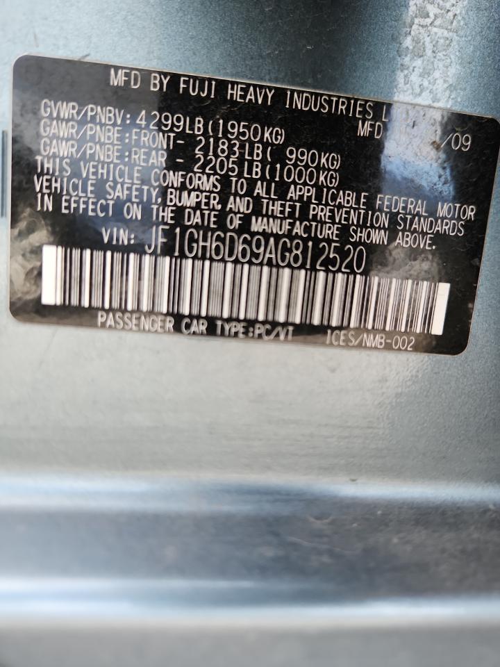 2010 Subaru Impreza Outback Sport VIN: JF1GH6D69AG812520 Lot: 84214305