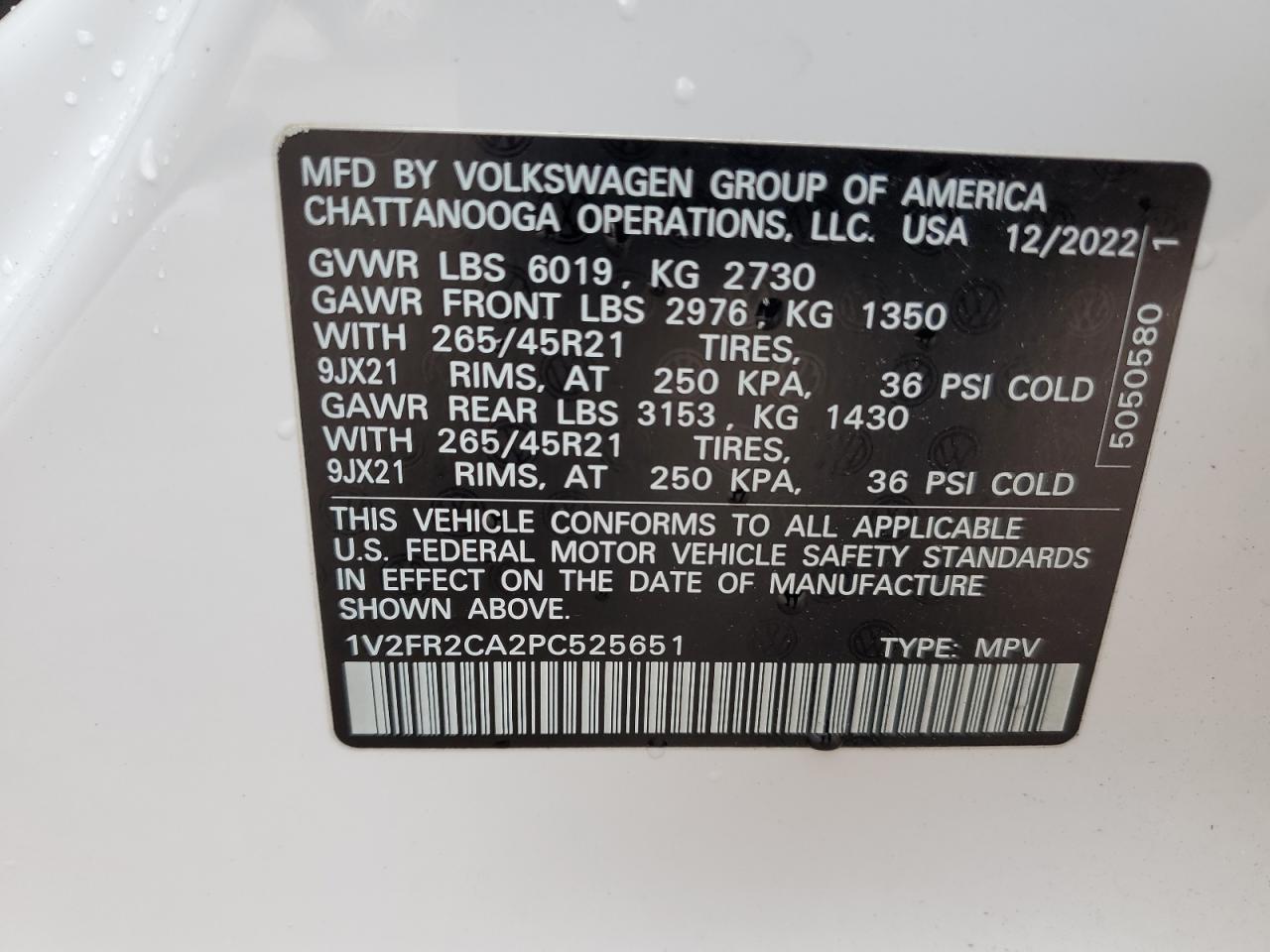 2023 Volkswagen Atlas Sel Premium R-Line VIN: 1V2FR2CA2PC525651 Lot: 81760915