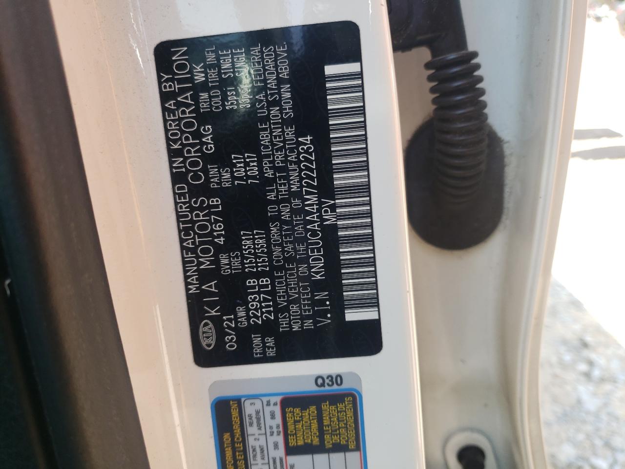 2021 Kia Seltos S VIN: KNDEUCAA4M7222234 Lot: 81338615