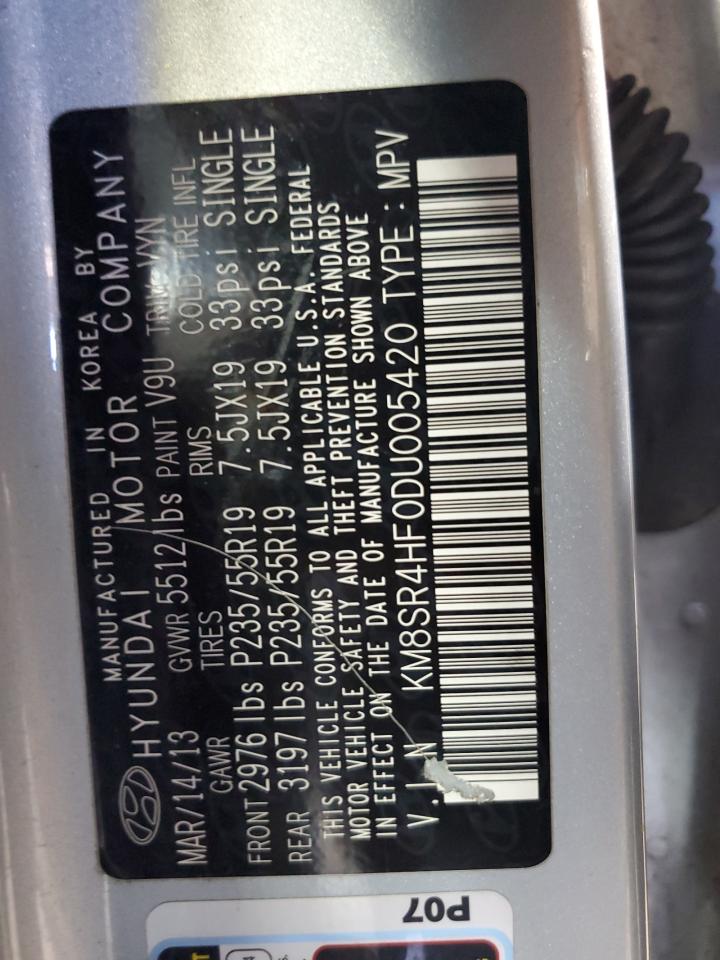 2013 Hyundai Santa Fe Limited VIN: KM8SR4HF0DU005420 Lot: 84069675