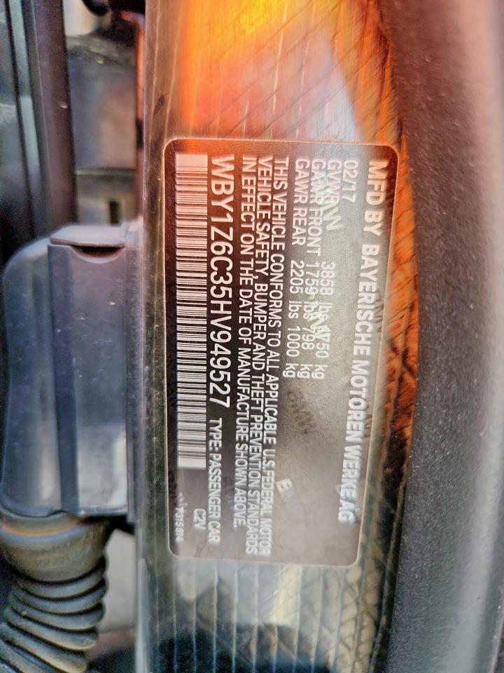 2017 BMW I3 Bev VIN: WBY1Z6C35HV949527 Lot: 71845965