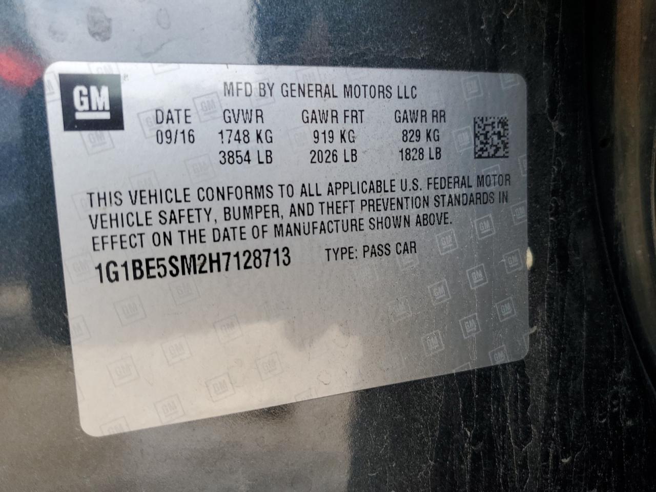 2017 Chevrolet Cruze Lt VIN: 1G1BE5SM2H7128713 Lot: 83829675