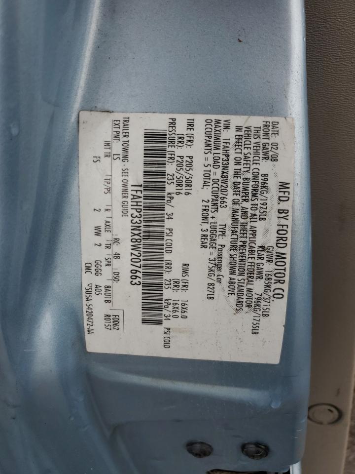 2008 Ford Focus Se VIN: 1FAHP33NX8W207663 Lot: 81286015