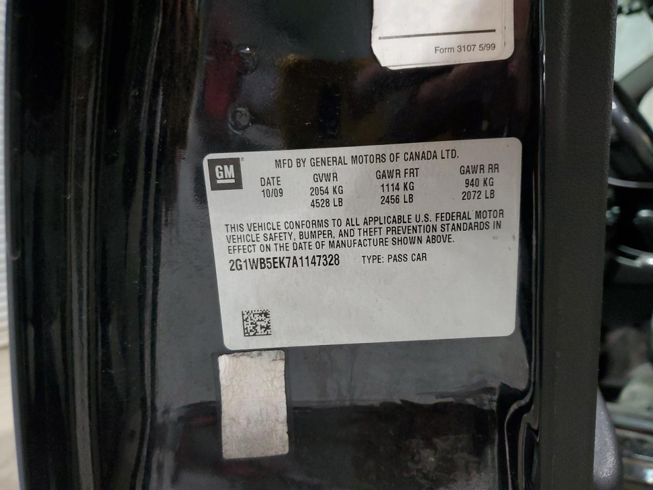 2010 Chevrolet Impala Lt VIN: 2G1WB5EK7A1147328 Lot: 71037325