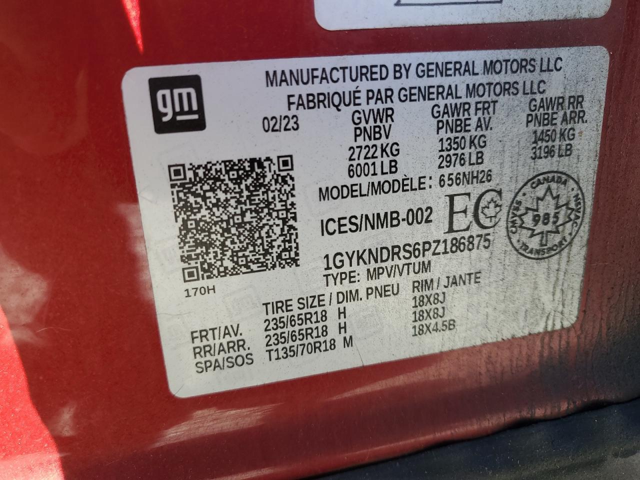 2023 Cadillac Xt5 Premium Luxury VIN: 1GYKNDRS6PZ186875 Lot: 84407855