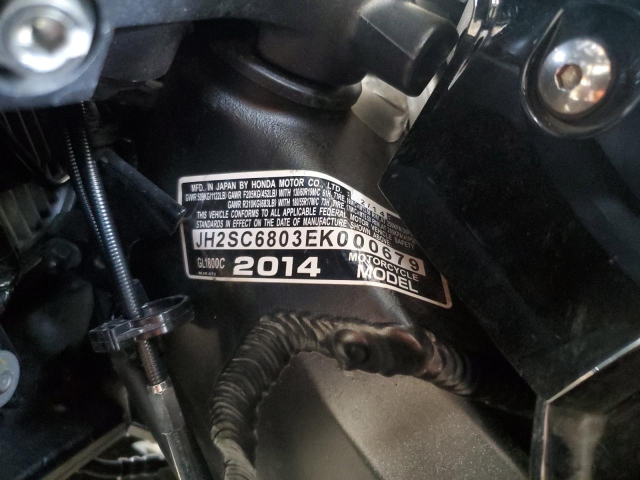 2014 Honda Gl1800 C VIN: JH2SC6803EK000679 Lot: 70921225