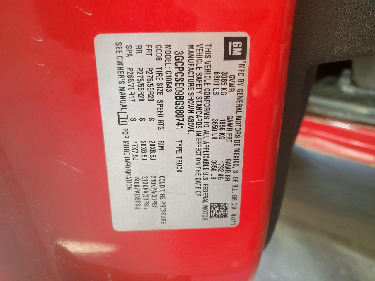 2011 Chevrolet Silverado C1500 Lt VIN: 3GCPCSE09BG380741 Lot: 71865715