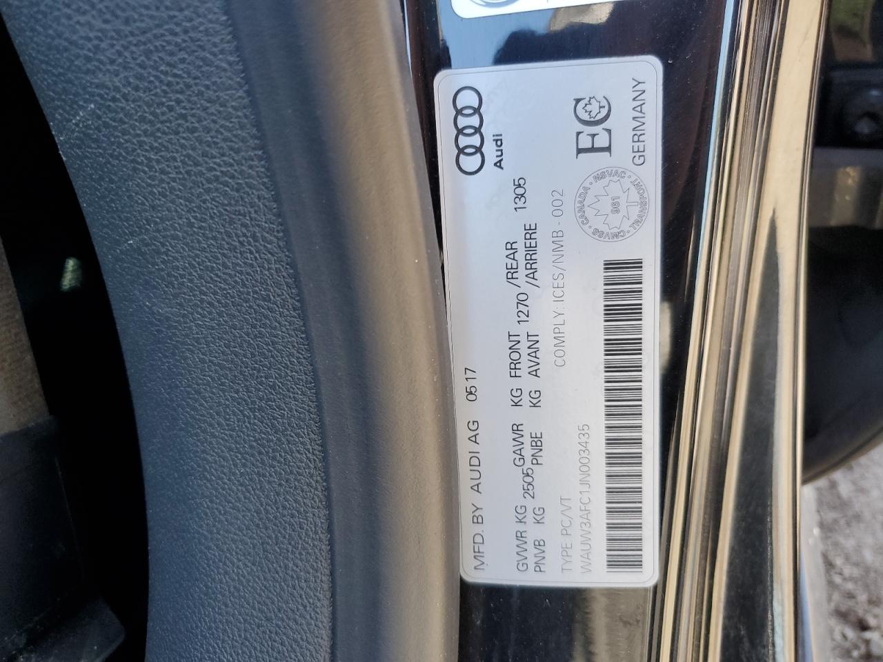 2018 Audi A7 Premium Plus VIN: WAUW3AFC1JN003435 Lot: 80479175