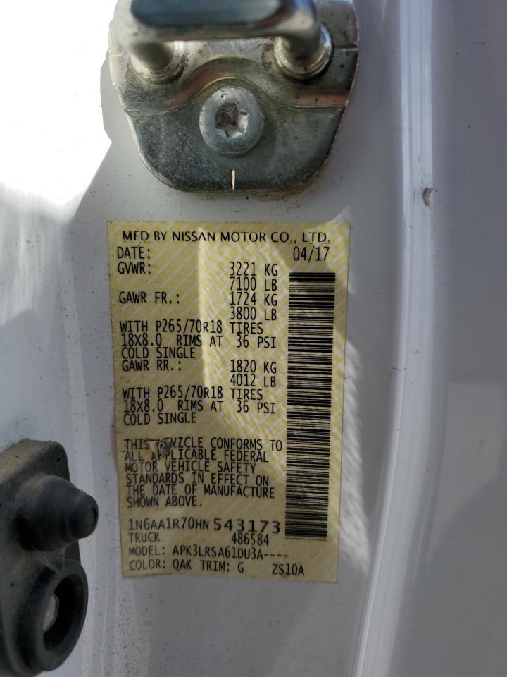 2017 Nissan Titan S VIN: 1N6AA1R70HN543173 Lot: 72050115