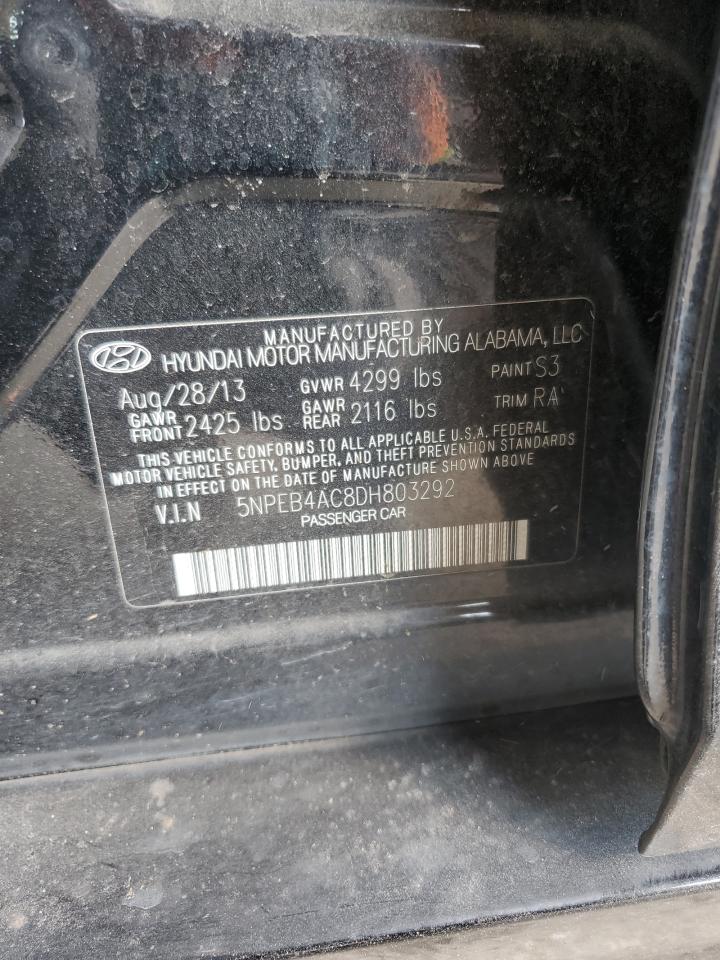 2013 Hyundai Sonata Gls VIN: 5NPEB4AC8DH803292 Lot: 81486535