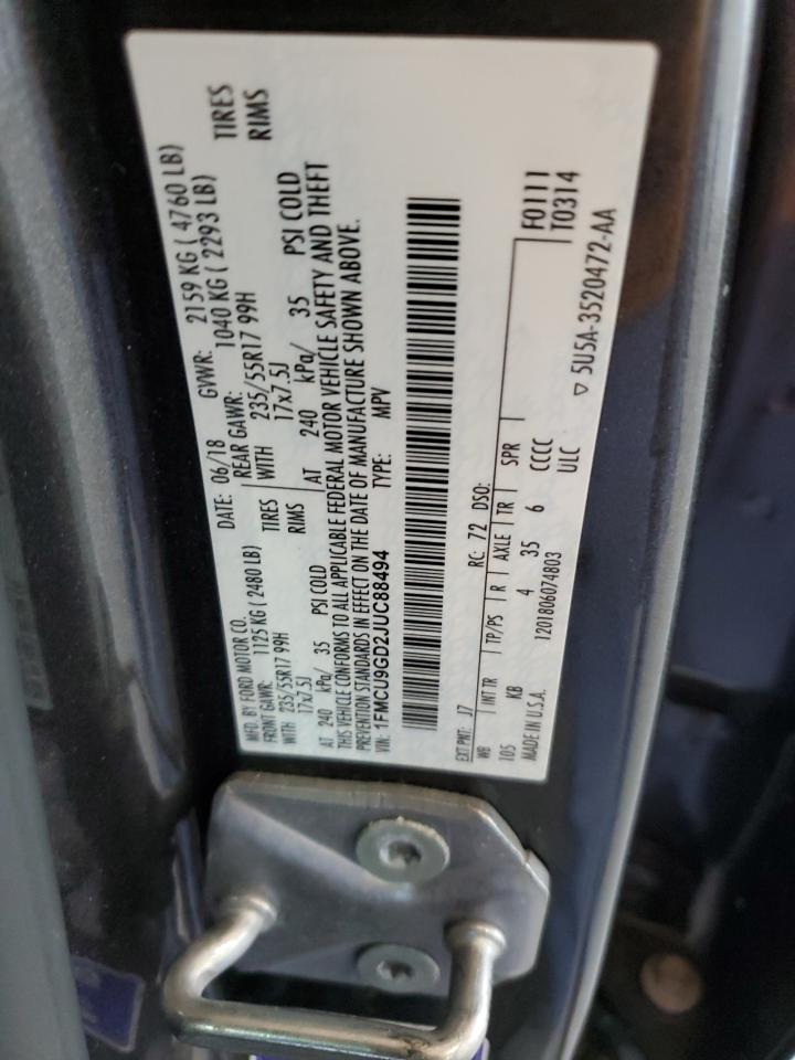 2018 Ford Escape Se VIN: 1FMCU9GD2JUC88494 Lot: 81230705