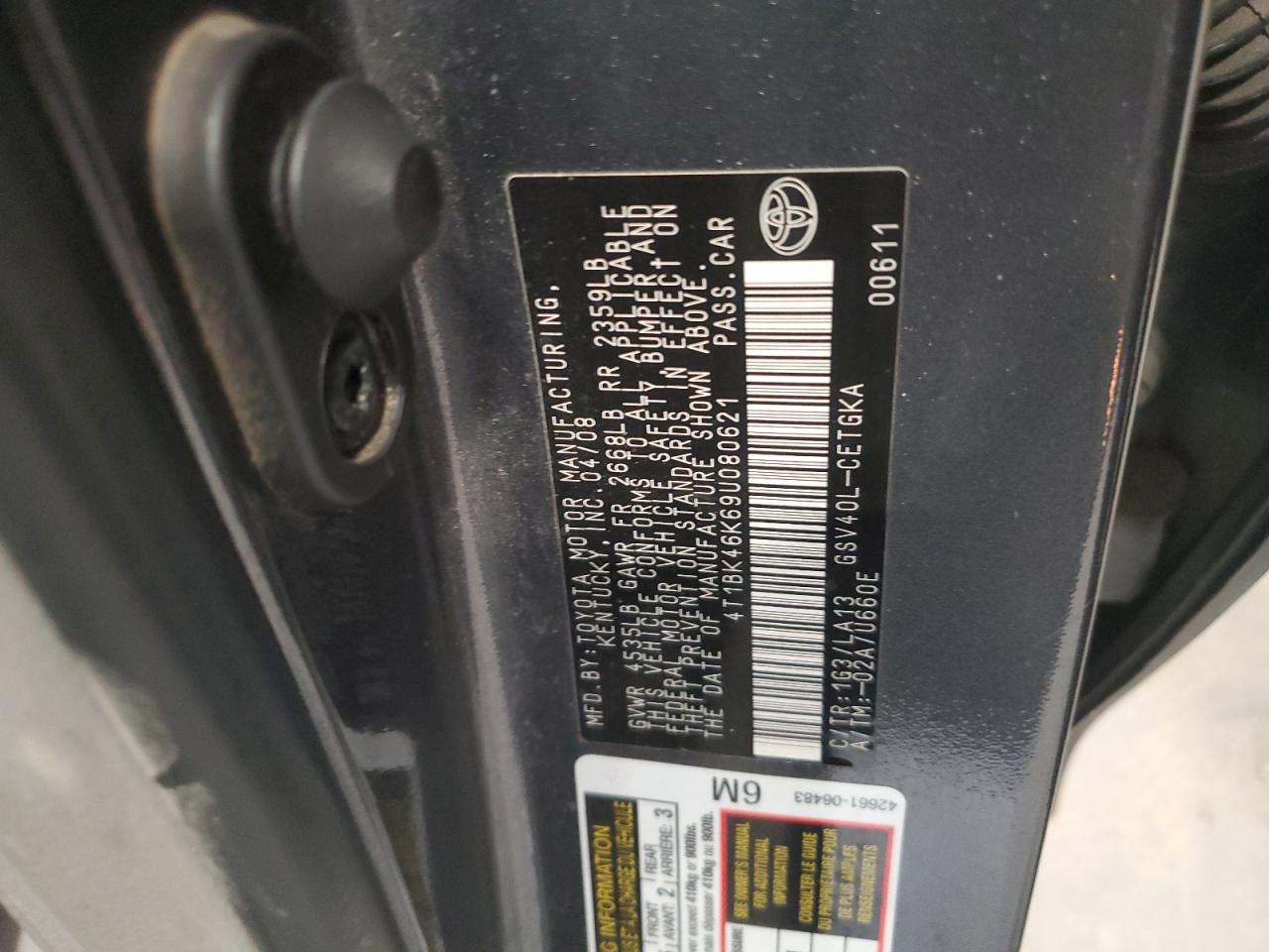 2009 Toyota Camry Se VIN: 4T1BK46K69U080621 Lot: 84540255