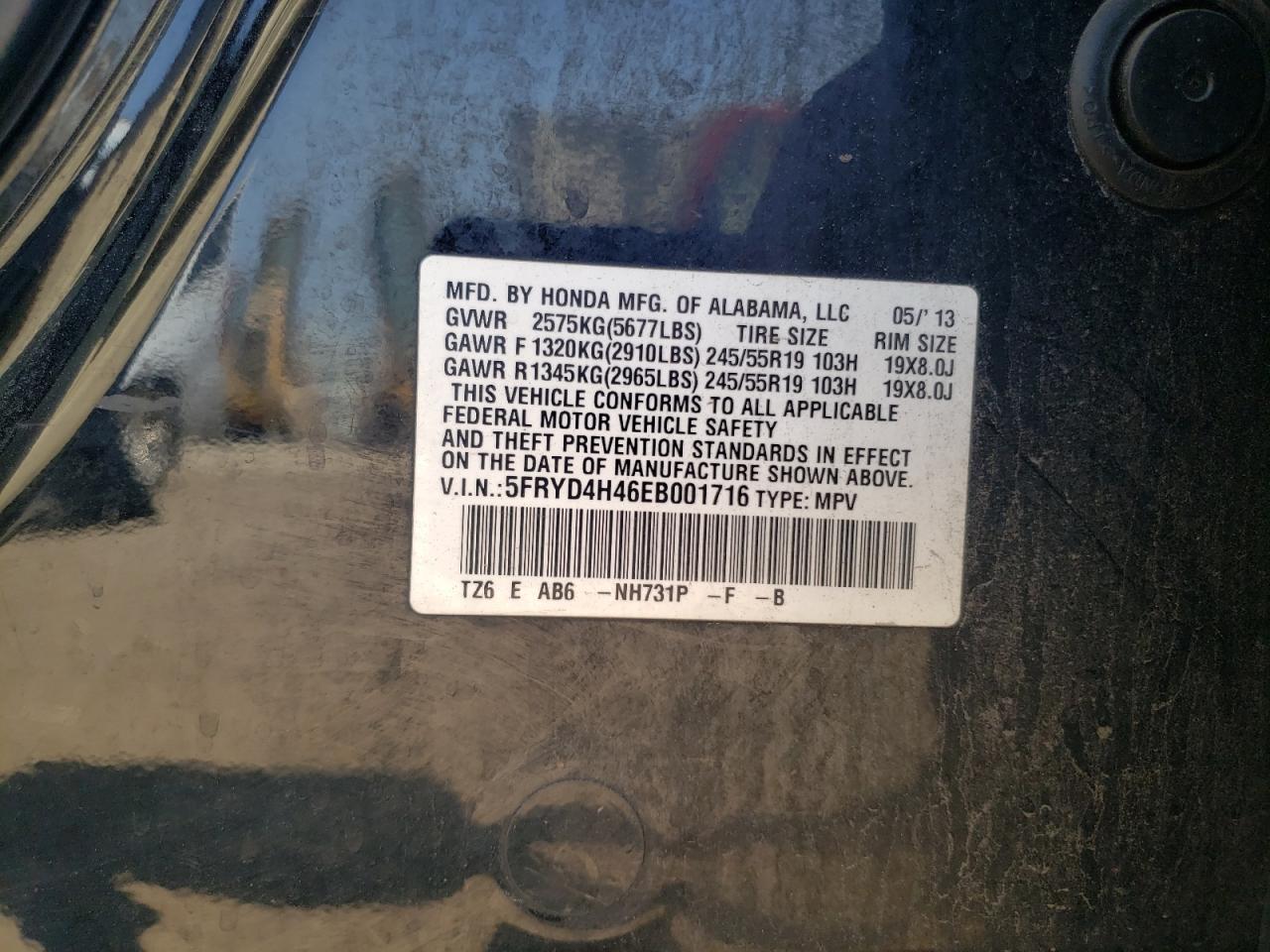 2014 Acura Mdx Technology VIN: 5FRYD4H46EB001716 Lot: 80437795