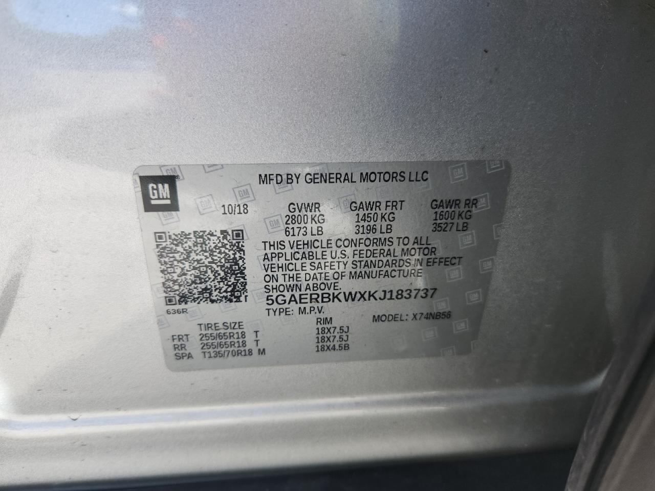 2019 Buick Enclave Essence VIN: 5GAERBKWXKJ183737 Lot: 72093265