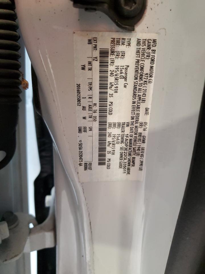 2016 Ford Focus S VIN: 1FADP3E22GL335011 Lot: 84439225