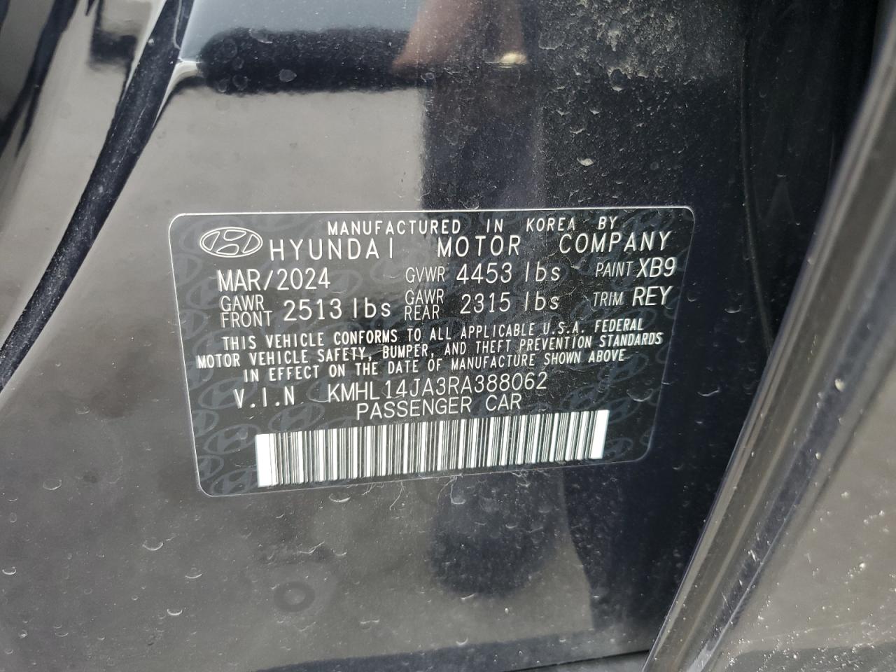 2024 Hyundai Sonata Sel VIN: KMHL14JA3RA388062 Lot: 81496555