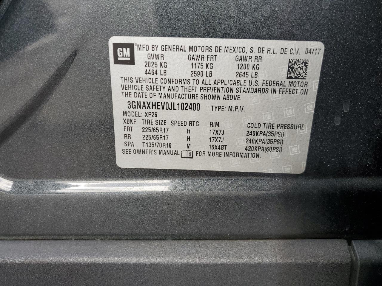 2018 Chevrolet Equinox Ls VIN: 3GNAXHEV0JL102400 Lot: 81616475