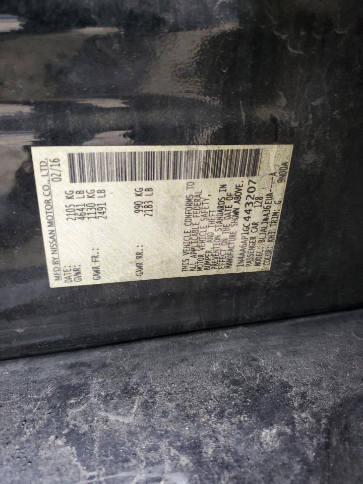 2016 Nissan Maxima 3.5S VIN: 1N4AA6AP1GC443207 Lot: 80939335