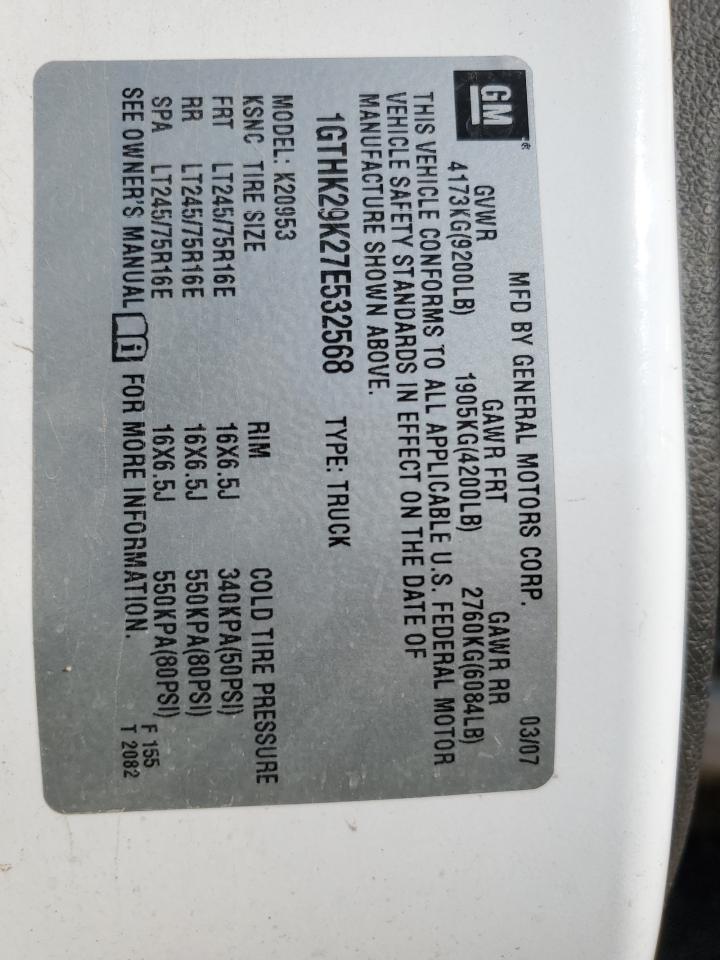 2007 GMC Sierra K2500 Heavy Duty VIN: 1GTHK29K27E532568 Lot: 70427125