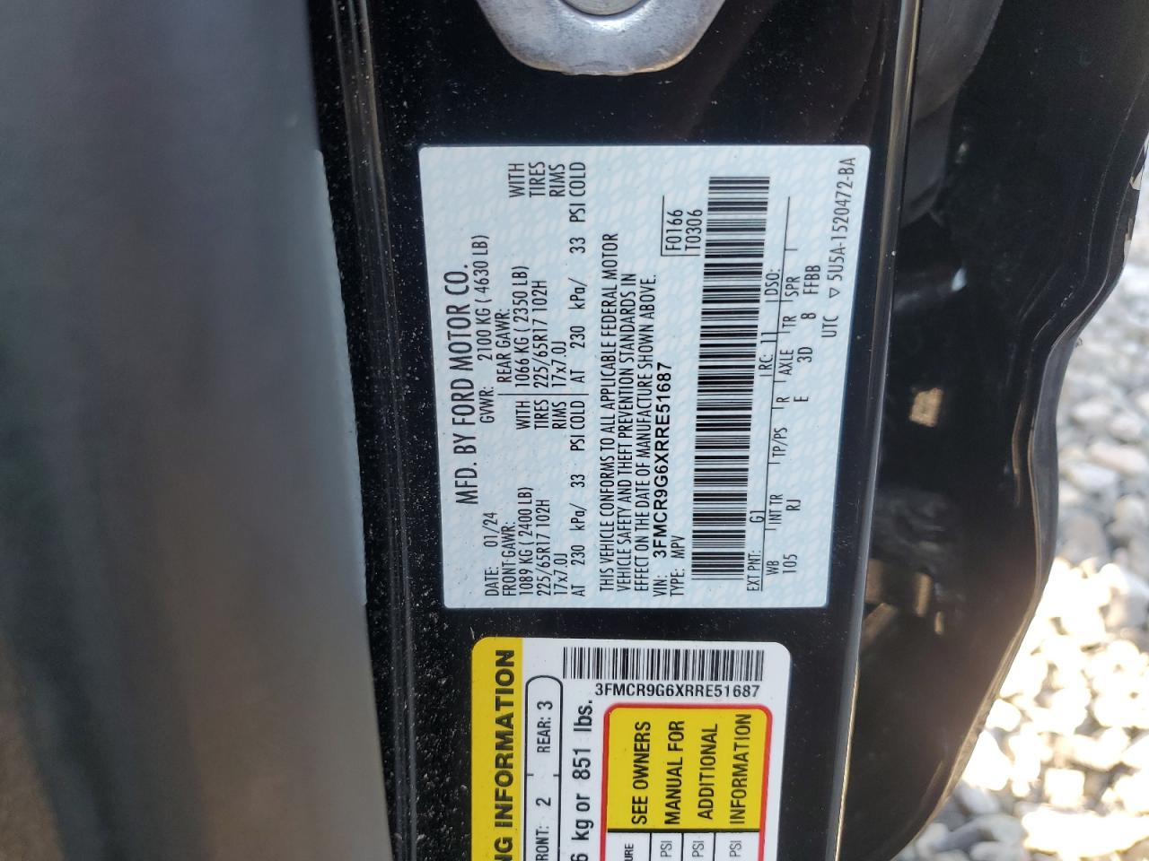 2024 Ford Bronco Sport Heritage VIN: 3FMCR9G6XRRE51687 Lot: 70917865