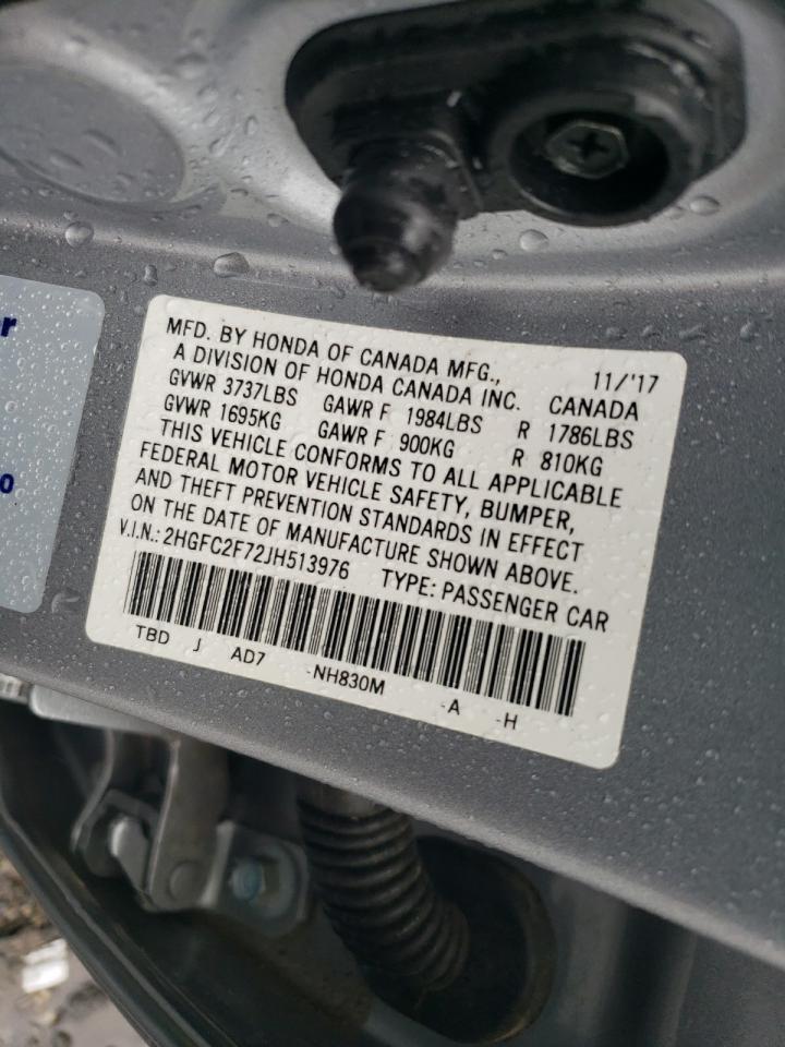 2018 Honda Civic Ex VIN: 2HGFC2F72JH513976 Lot: 80966195