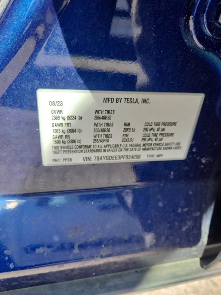 2023 Tesla Model Y VIN: 7SAYGDEE3PF854098 Lot: 70717515