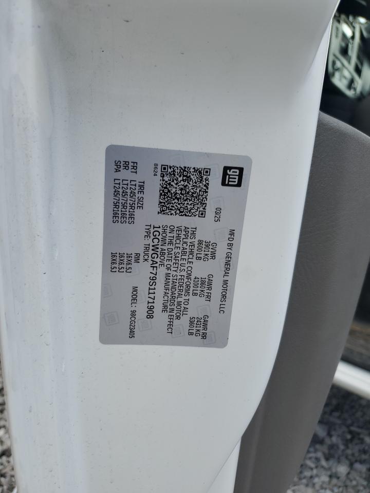 2025 Chevrolet Express G2500 VIN: 1GCWGAF79S1171908 Lot: 81381705