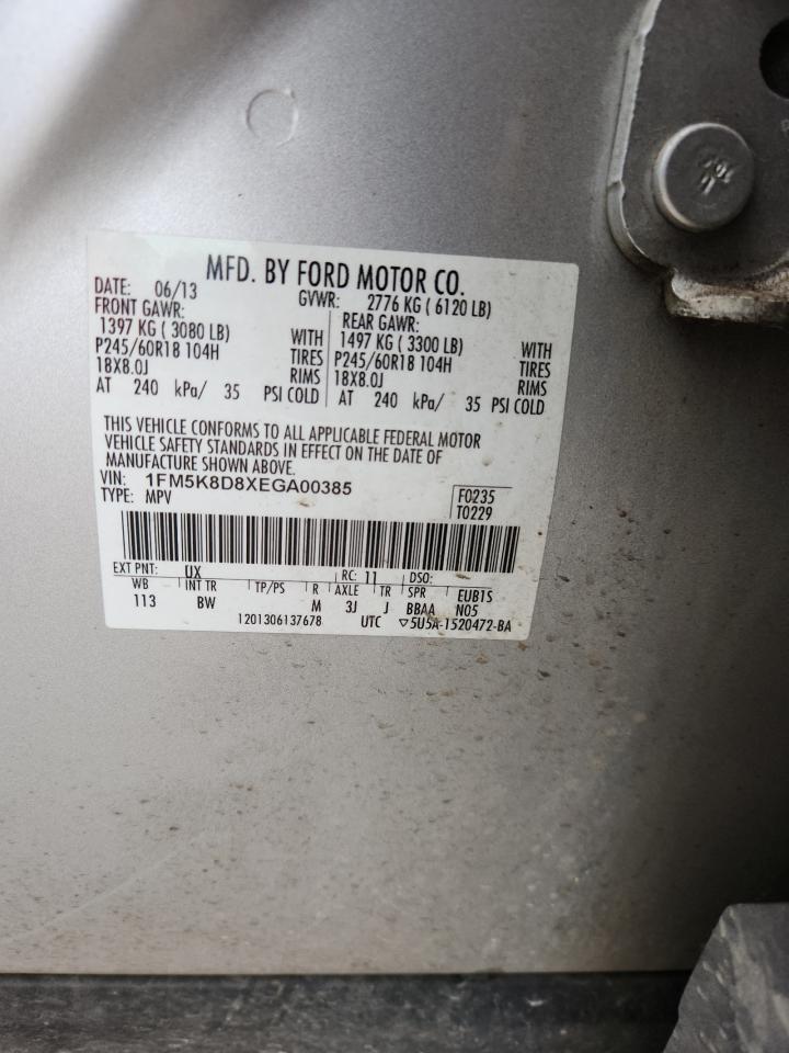 2014 Ford Explorer Xlt VIN: 1FM5K8D8XEGA00385 Lot: 81685305