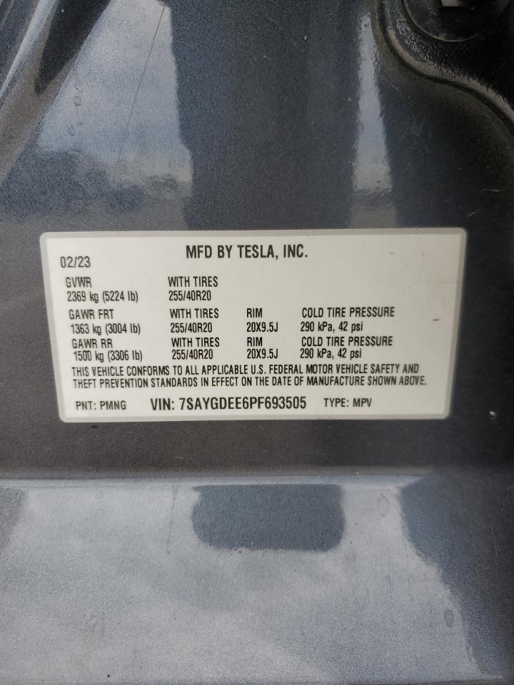 2023 Tesla Model Y VIN: 7SAYGDEE6PF693505 Lot: 81774175