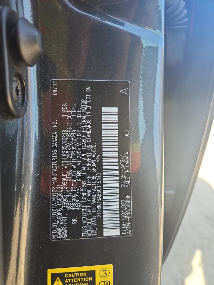 2011 Lexus Rx 350 VIN: 2T2BK1BA8BC119143 Lot: 81058895