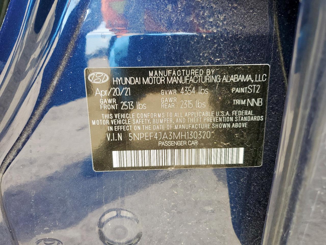 2021 Hyundai Sonata Sel VIN: 5NPEF4JA3MH130320 Lot: 81572345