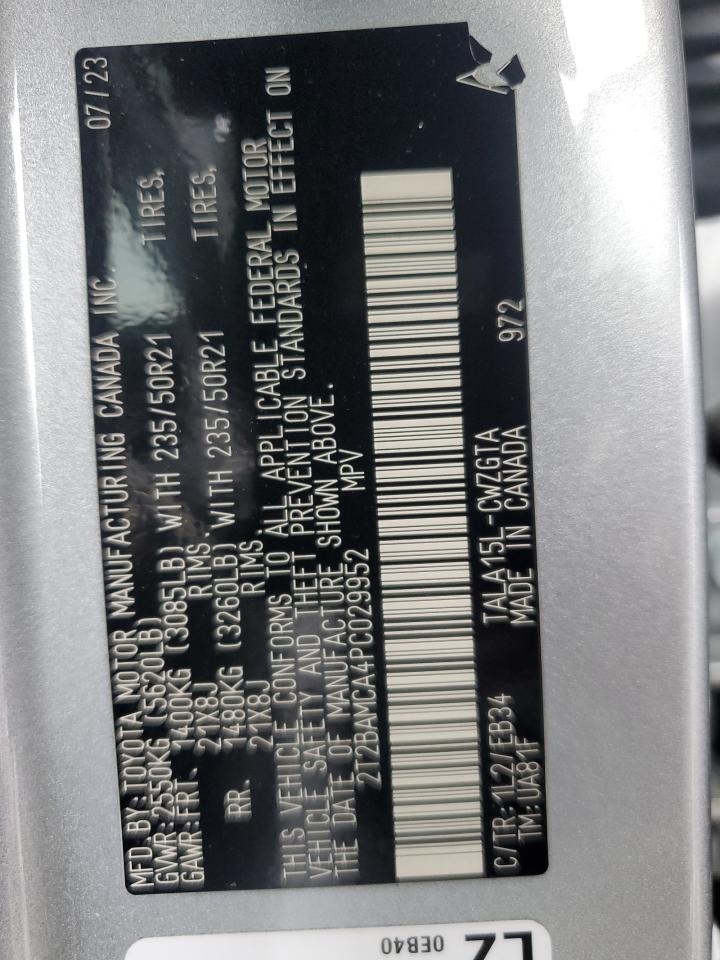 2023 Lexus Rx 350 Base VIN: 2T2BAMCA4PC029952 Lot: 80150395