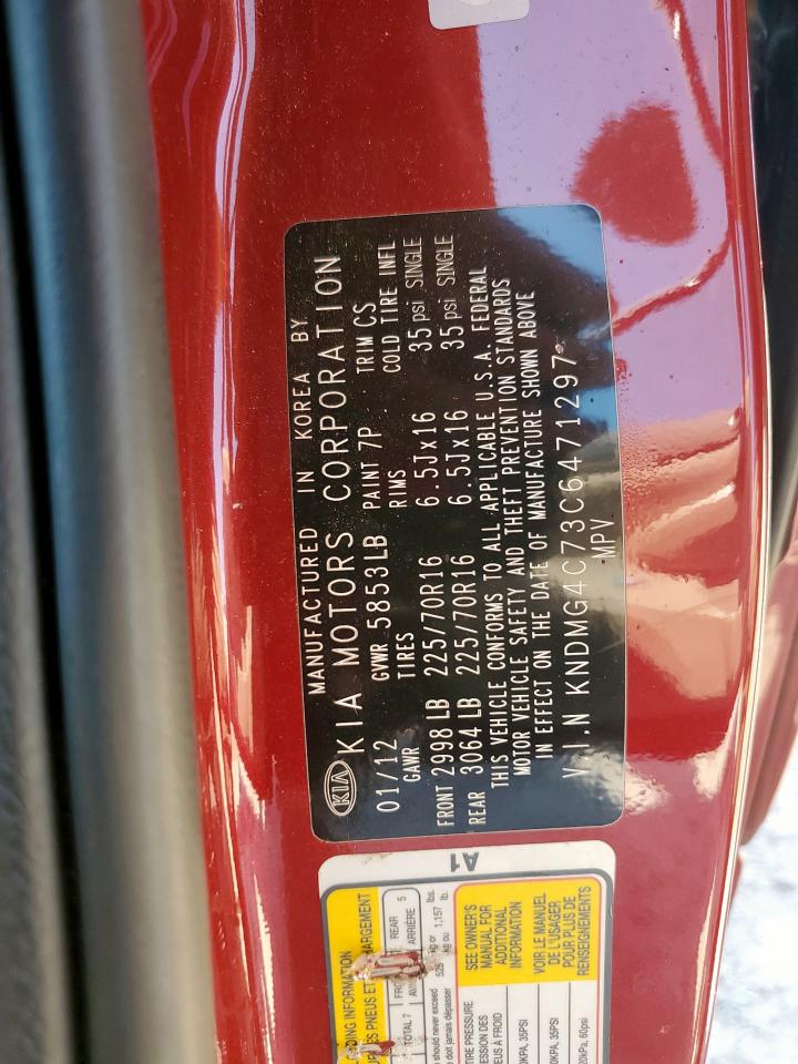 2012 Kia Sedona Lx VIN: KNDMG4C73C6471297 Lot: 71683435