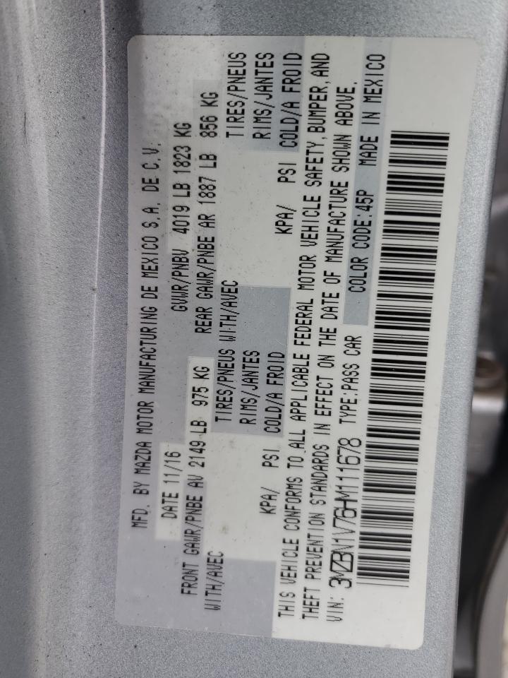 2017 Mazda 3 Touring VIN: 3MZBN1V76HM111678 Lot: 81717075