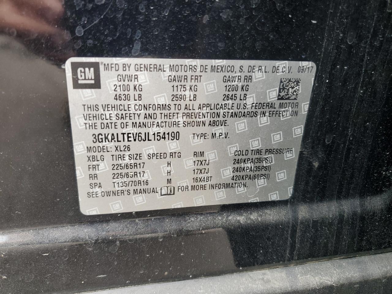2018 GMC Terrain Sle VIN: 3GKALTEV6JL154190 Lot: 81739985