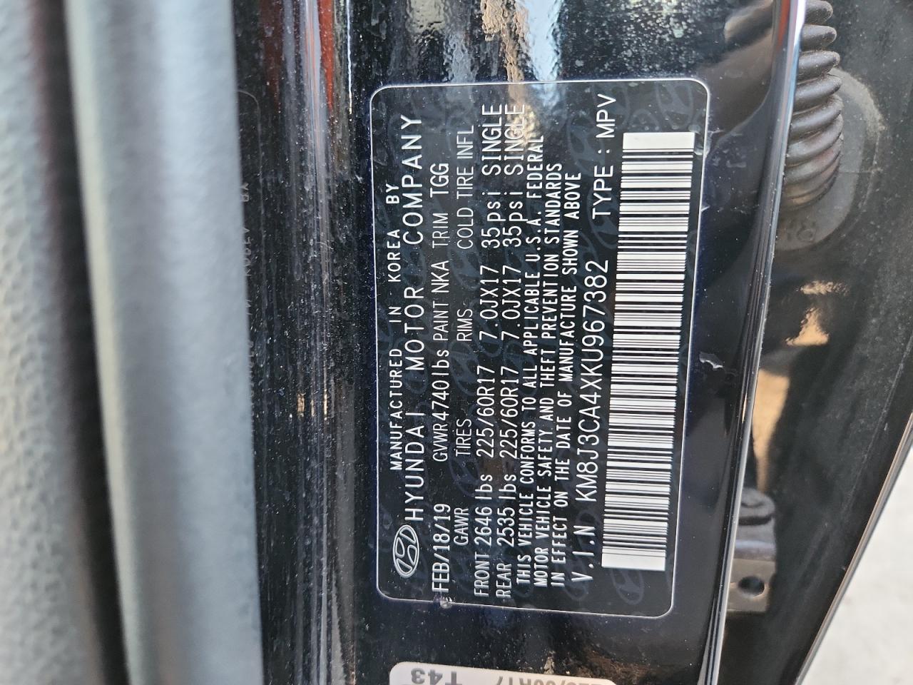 2019 Hyundai Tucson Limited VIN: KM8J3CA4XKU967382 Lot: 71190195