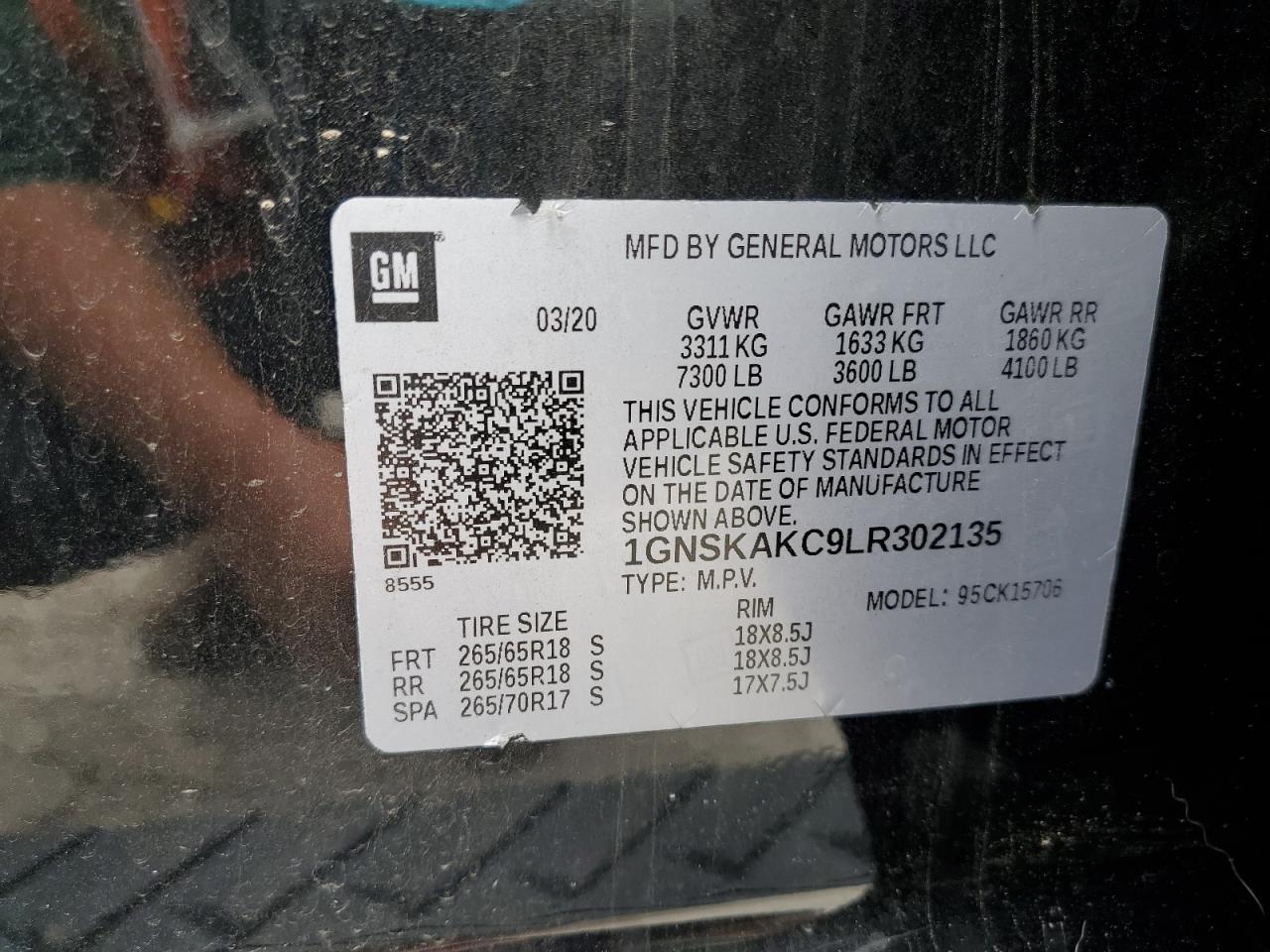 2020 Chevrolet Tahoe K1500 Ls VIN: 1GNSKAKC9LR302135 Lot: 84415915