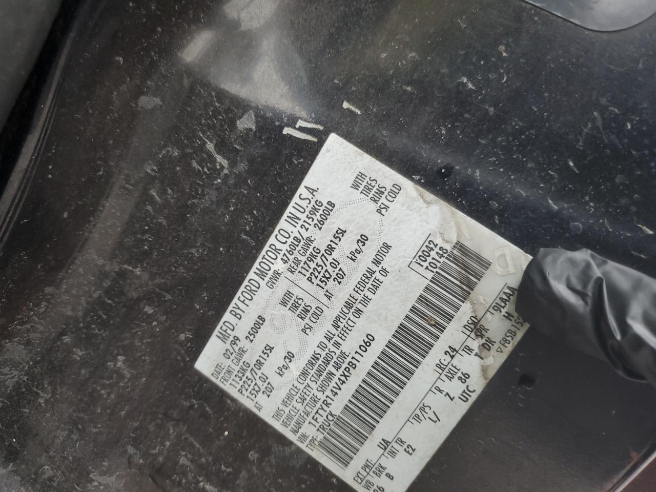 1999 Ford Ranger Super Cab VIN: 1FTYR14V4XPB11060 Lot: 71505265