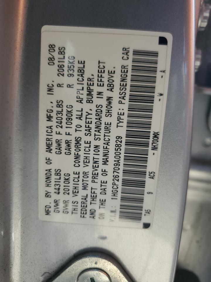 2009 Honda Accord Ex VIN: 1HGCP26709A005829 Lot: 84463835