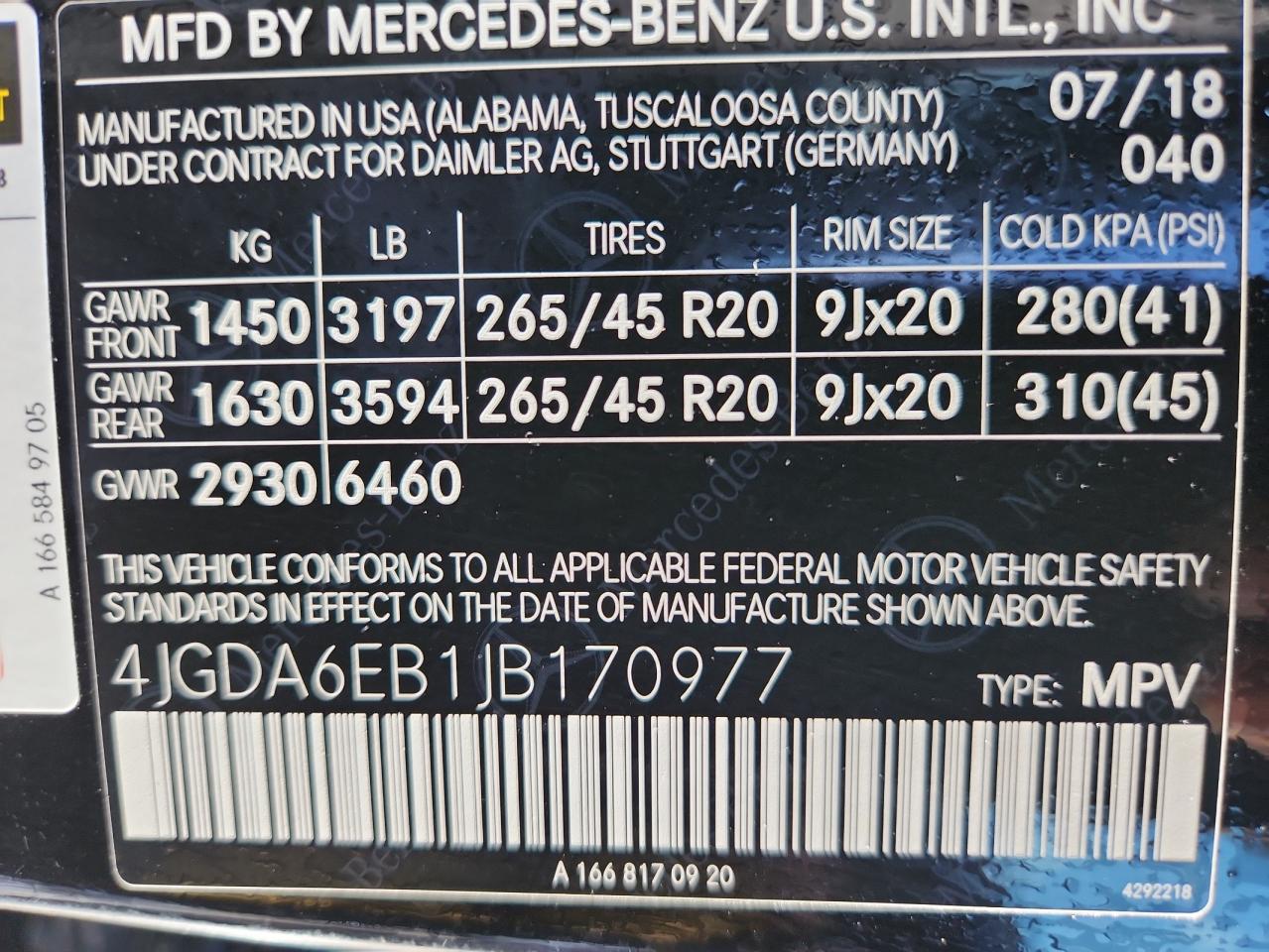 2018 Mercedes-Benz Gle 43 Amg VIN: 4JGDA6EB1JB170977 Lot: 80222625