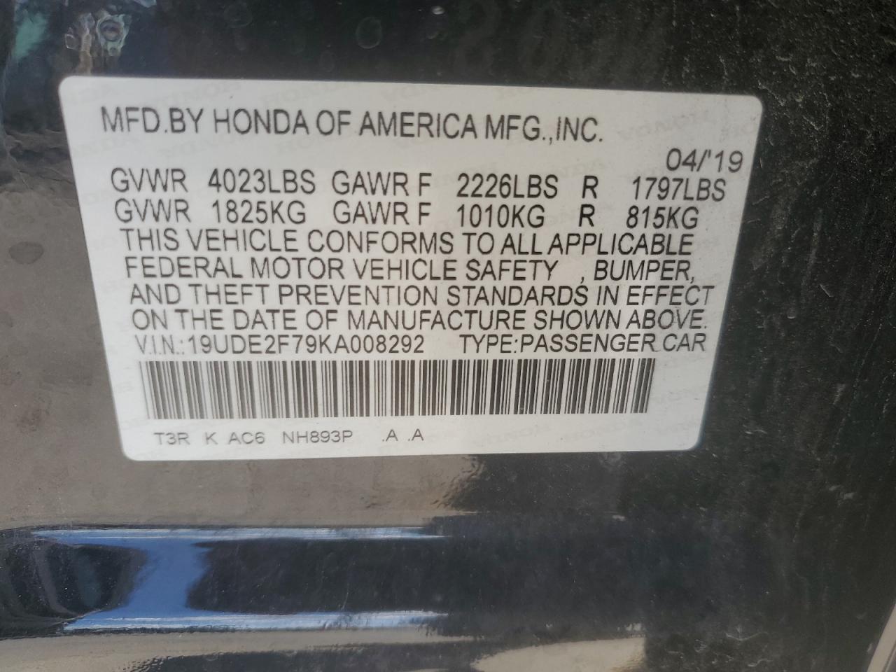 2019 Acura Ilx Premium VIN: 19UDE2F79KA008292 Lot: 81899625