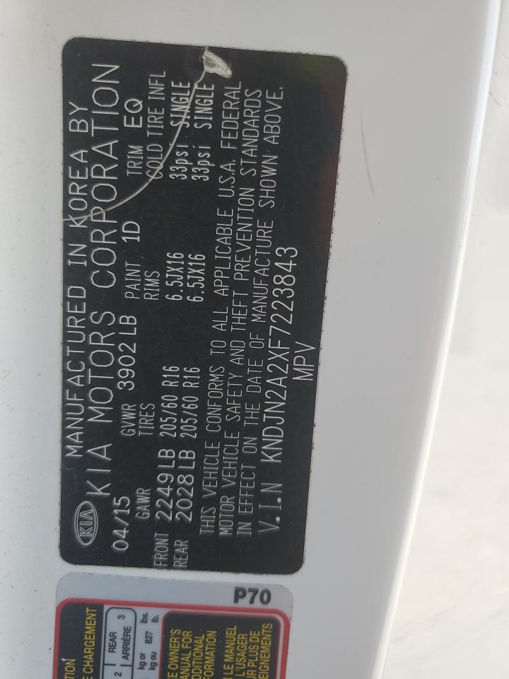 2015 Kia Soul VIN: KNDJN2A2XF7223843 Lot: 81032455