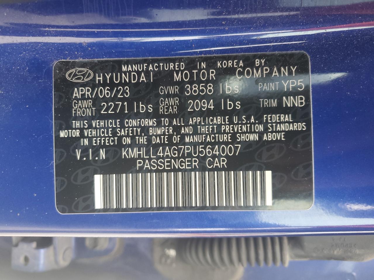 2023 Hyundai Elantra Se VIN: KMHLL4AG7PU564007 Lot: 81403385