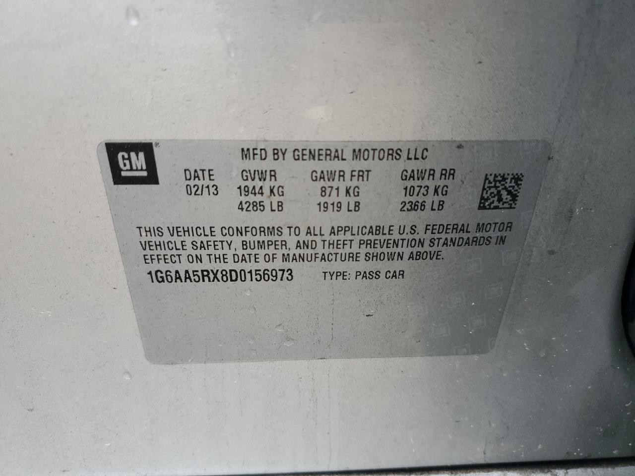 2013 Cadillac Ats VIN: 1G6AA5RX8D0156973 Lot: 82100915