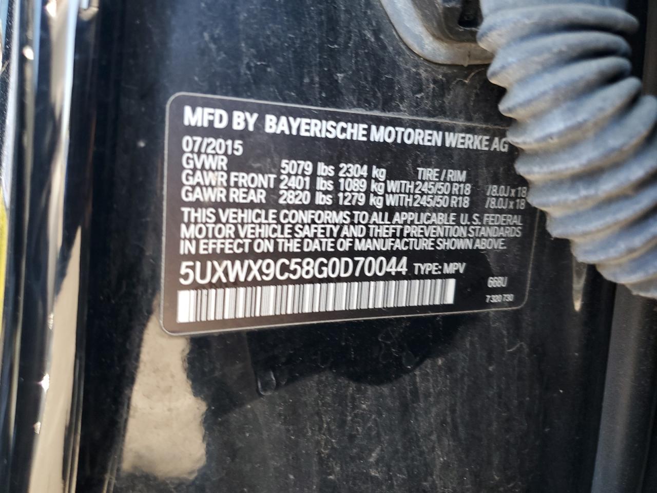 2016 BMW X3 xDrive28I VIN: 5UXWX9C58G0D70044 Lot: 80353115