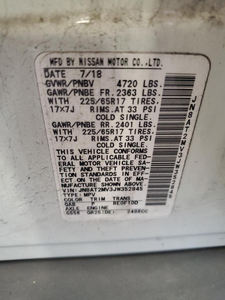 2018 Nissan Rogue S VIN: JN8AT2MV3JW352845 Lot: 80743985