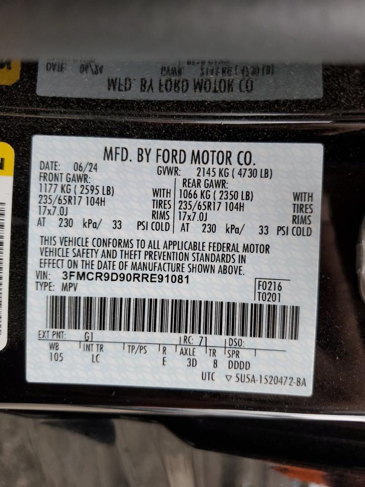 2024 Ford Bronco Sport Badlands VIN: 3FMCR9D90RRE91081 Lot: 80114345
