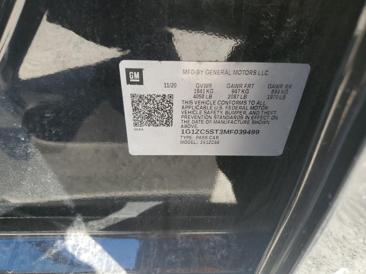 2020 Kia Optima Lx VIN: 1G1ZC5ST3MF039499 Lot: 81745685