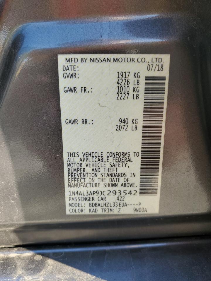 2018 Nissan Altima 2.5 VIN: 1N4AL3AP9JC293542 Lot: 80653945